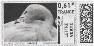 Stamp, Swan or flamingo maybe, France,  , Animals (Fauna), Birds, Flamingos, Swans