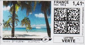 Stamp, Tropical Beach 2, France,  , Beaches, Coastal Areas, Palm-trees, Trees