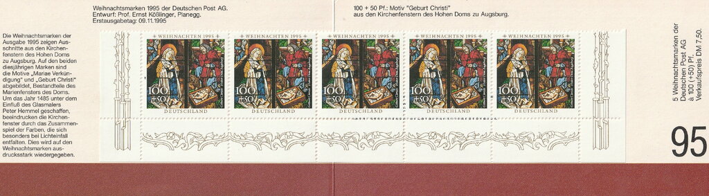 Booklet, Booklet-"Nativity", Germany, Federal Republic,  , Biblical Accounts, Christmas, Feasts, Religion, Stained-glass