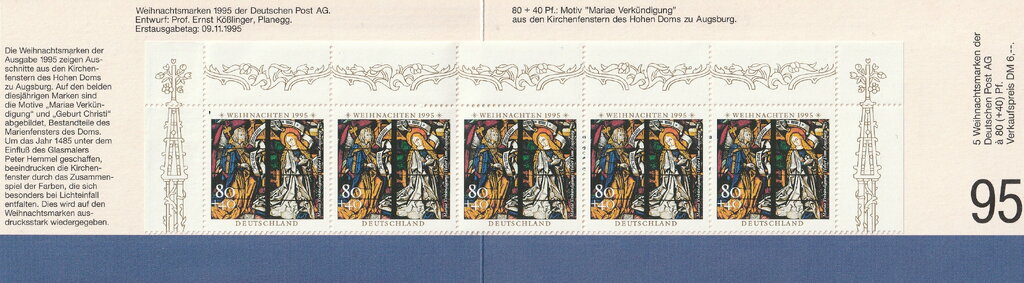 Booklet, Booklet-"The Annunciation", Germany, Federal Republic,  , Biblical Accounts, Christmas, Feasts, Religion, Stained-glass