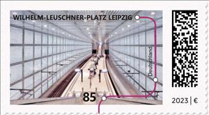 Stamp, Wilhelm-Leuschner-Platz Station, Leipzig, Germany, Federal Republic,  , Architecture, Public Transport, Stations