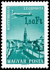 Stamp, Copenhagen, Hungary,  , Aircraft, Airlines, Aviation, Castles, Ports, Townscapes / City Views