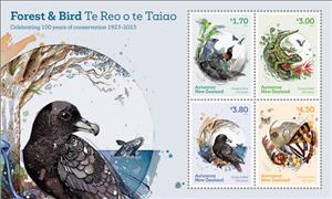 Souvenir Sheet, Forest & Bird Conservation Program, Centenary, New Zealand,  , Birds, Butterflies, Environment Protection, Lizards