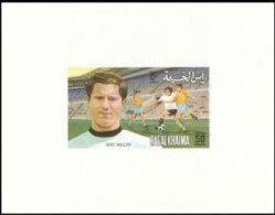 Souvenir Sheet, Gerd Müller (1945-2021), Germany, Ras al Khaimah,  , Football (Soccer), Sports