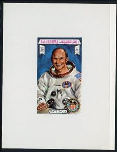 Souvenir Sheet, Thomas K. Mattingly, Ras al Khaimah,  , Astronauts, Famous People, Outer Space, Seals (Emblems), Space Traveling