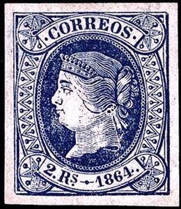 Stamp, Queen Isabel II, Spain,  , Queens, Royalty, Women