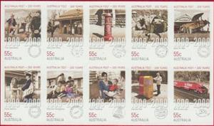 Mini Sheet, Australia Post – 200 Years, Australia,  , Anniversaries and Jubilees, Children, Horses, Letters (Mail), Mailboxes, Post Offices, Postal Traffic, Postmen