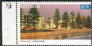 Stamp with Collectible Margin, Glenelg, Adelaide 1st Printing, 1 koala, Australia,  , Buildings, Tourism, Trees