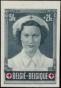 Stamp, Princess Joséphine-Charlotte (1927-2005) as a Nurse, Belgium,  , Famous People, Princesses, Red Cross and Red Crescent, Royalty, Weddings
