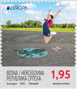 Stamp, Child Playing, Bosnia and Herzegovina, Serbian Admin,  , C.E.P.T. / Europe, Children's Play