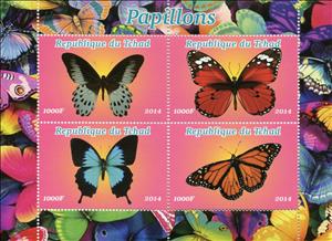 Mini Sheet, Butterflies, Chad,  , Animals (Fauna), Butterflies, Insects