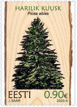 Stamp, European Spruce (Picea abies), Estonia,  , Plants (Flora), Trees