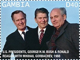 George Bush & Ronald Reagan with Mikhail Gorbachev, 1988
