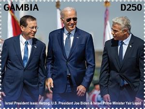 Stamp, Isaac Herzog, Joe Biden, Yair Lapid, Gambia,  , Famous People, Heads of State, Politicians