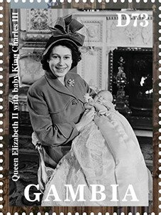 Queen Elizabeth II and baby King Charles III