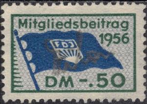Stamp, FDJ Symbol on Flag, Germany, Democratic Republic,  , Flags