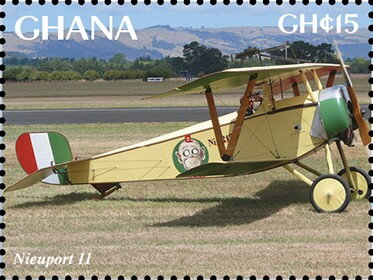 Stamp, Niewport II, Ghana,  , Aircraft, Aviation, First World War