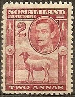 Stamp, George VI, Black-headed Somalisheep (Ovis orientalis aries), British colonies and territories,  , Mammals, Sheep, Kings, Animals (Fauna)