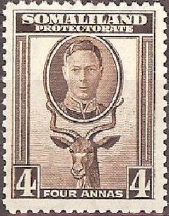 Stamp, George VI, Lesser Kudu (Tragelaphus imberbis), British colonies and territories,  , Mammals, Kings, Antelopes, Animals (Fauna)