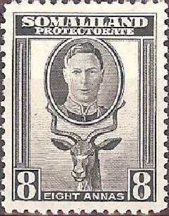 Stamp, George VI, Lesser Kudu (Tragelaphus imberbis), British colonies and territories,  , Mammals, Kings, Antelopes, Animals (Fauna)