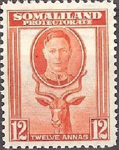 Stamp, George VI, Lesser Kudu (Tragelaphus imberbis), British colonies and territories,  , Mammals, Kings, Antelopes, Animals (Fauna)