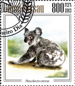 Stamp, Koalas, Guinea-Bissau,  , Animals (Fauna), Infant Animals, Koalas, Mammals, Marsupials