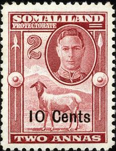 Stamp, George VI, Black-headed Somalisheep (Ovis orientalis aries) , British colonies and territories,  
