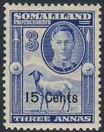 Stamp, George VI, Black-headed Somalisheep (Ovis orientalis aries) , British colonies and territories,  