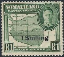Stamp, 1 Shilling of 1 Rupie(Mi.Nr.:97), British colonies and territories,  
