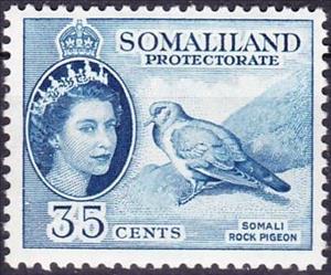 Stamp, Somali Pigeon (Columba oliviae) , British colonies and territories,  , Birds, Pigeons, Queens, Animals (Fauna)