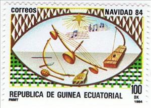 Stamp, Musical instruments, Equatorial Guinea,  , Christmas