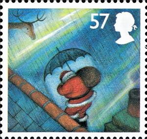 Stamp, Father Christmas with umbrella., United Kingdom of Great Britain & Northern Ireland,  , Christmas