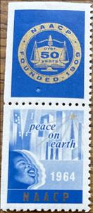 Se-tenant, NAACP Founded 1909 Peace on earth, United States of America,  , Antiracism, Charity, Christmas, Faces, Human Rights, Humanists, Organizations