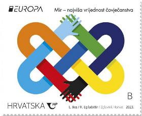 Stamp, Interlocked Hands, Croatia,  , C.E.P.T. / Europe, Hands, Seals (Emblems)