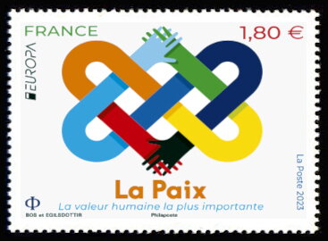 Stamp, Europa (C.E.P.T.) 2023 - Peace, Humanity's Highest Value, France,  , C.E.P.T. / Europe, Hands, Seals (Emblems)