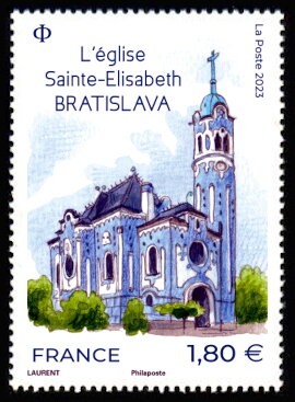 Stamp, Saint Elizabeth Church, Bratislava, France,  , Churches - Cathedrals - Basilicas - Chapels, Townscapes / City Views