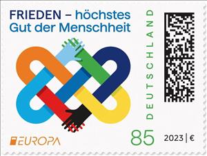 Stamp, Europa (C.E.P.T.) 2023 - Peace, Humanity's Highest Value, Germany, Federal Republic,  , C.E.P.T. / Europe, Hands, Seals (Emblems)