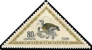 Stamp, Great Bustard (Otis tarda), Hungary,  , Animals (Fauna), Birds, Triangle Stamps