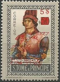 Stamp, Fernão de Pó, Overprint Type I, São Tomé and Príncipe,  , Explorers, Famous People, Men, Navigators, U.P.U.