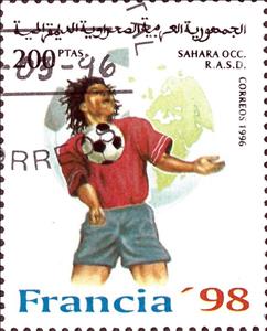 Stamp, Soccer game scene, Western Sahara,  , Football (Soccer), Sports