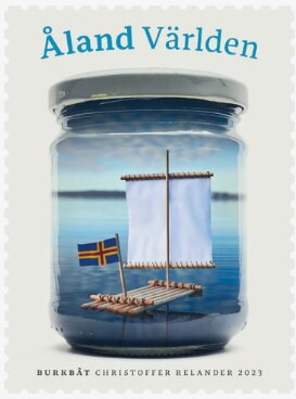 Stamp, Bark Boat in a Jar, Åland Islands,  , Flags, Glass and Earthenware, Sailing, Sea