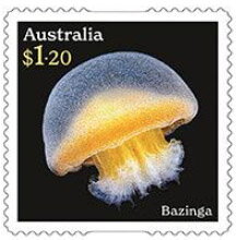Stamp, Bazinga (Bazinga rieki), Australia,  , Animals (Fauna), Jellyfish, Sea Life
