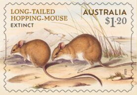 Stamp, Long-tailed Hopping-mouse (Notomys longicaudatus), Australia,  , Mice