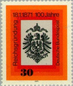 Stamp, Imperial Eagle with large breast shield and Crown, Germany, Federal Republic,  , Heraldic Animals, Coats of Arms, Anniversaries and Jubilees