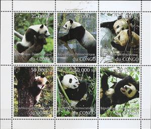 Mini Sheet, Pandas, Congo, Democratic Republic (Kinshasa),  , Animals (Fauna), Pandas