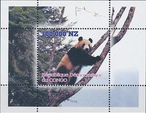 Souvenir Sheet, Pandas, Congo, Democratic Republic (Kinshasa),  , Animals (Fauna), Pandas