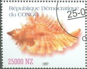 Stamp, Shellfish, Congo, Democratic Republic (Kinshasa),  , Crustaceans, Sea Life, Shells
