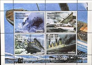 Mini Sheet, Titanic, Congo, Democratic Republic (Kinshasa),  , Disasters, Passenger-ships, Ships, Shipwrecks