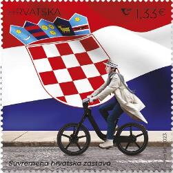 Contemporary Flag of Croatia and Electric Bicycle