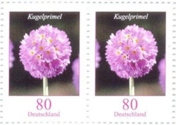 Se-tenant, Drumstick Primrose (Primula denticulata), Germany, Federal Republic,  , Flowers, Plants (Flora)